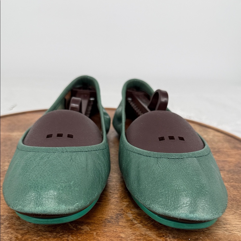 Tieks Shoes Wm 8 Green Leather Flats Foldable Travel Commute Teacher Work - Picture 2 of 14